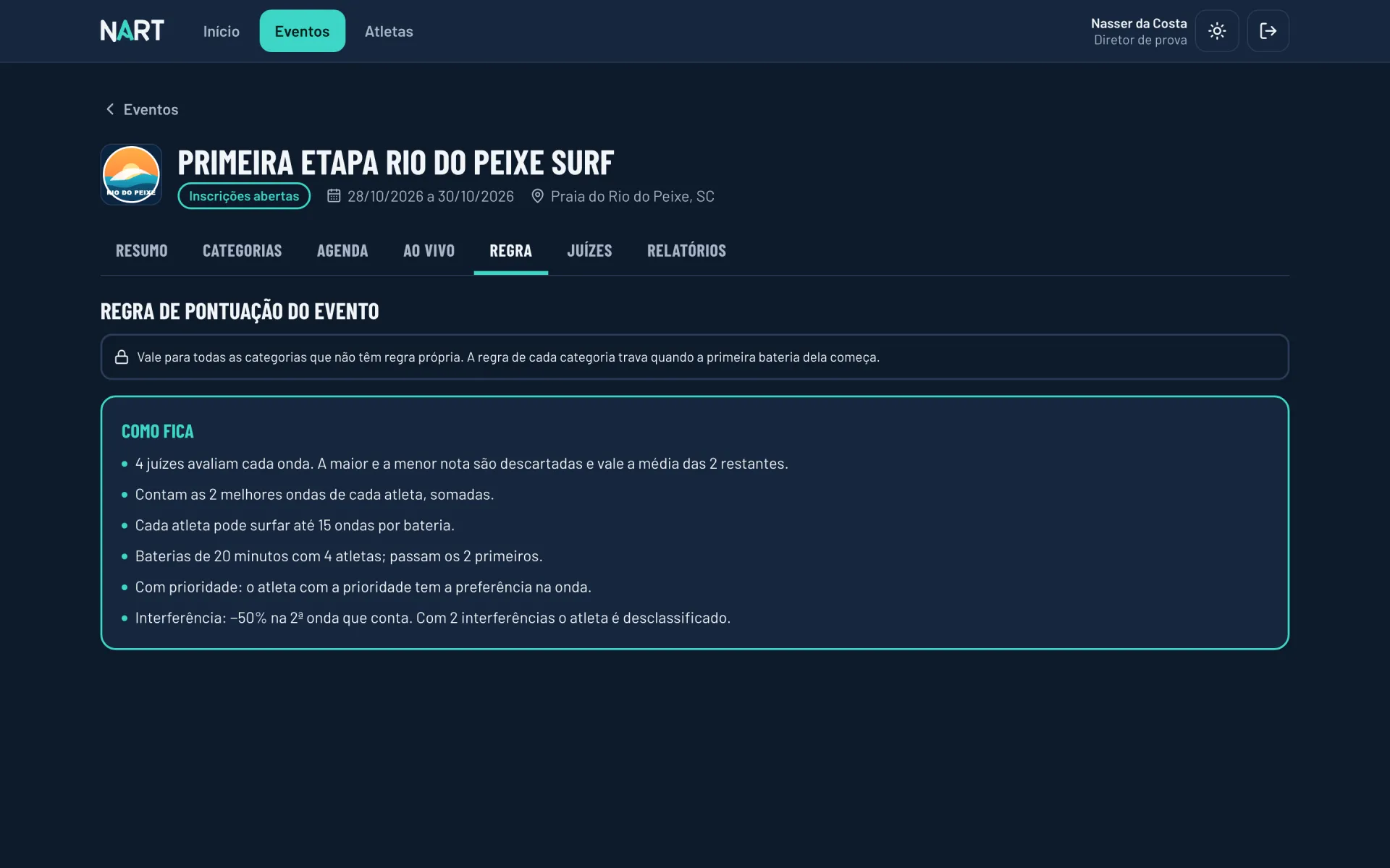 Regra de pontuação do evento explicada em linguagem simples
